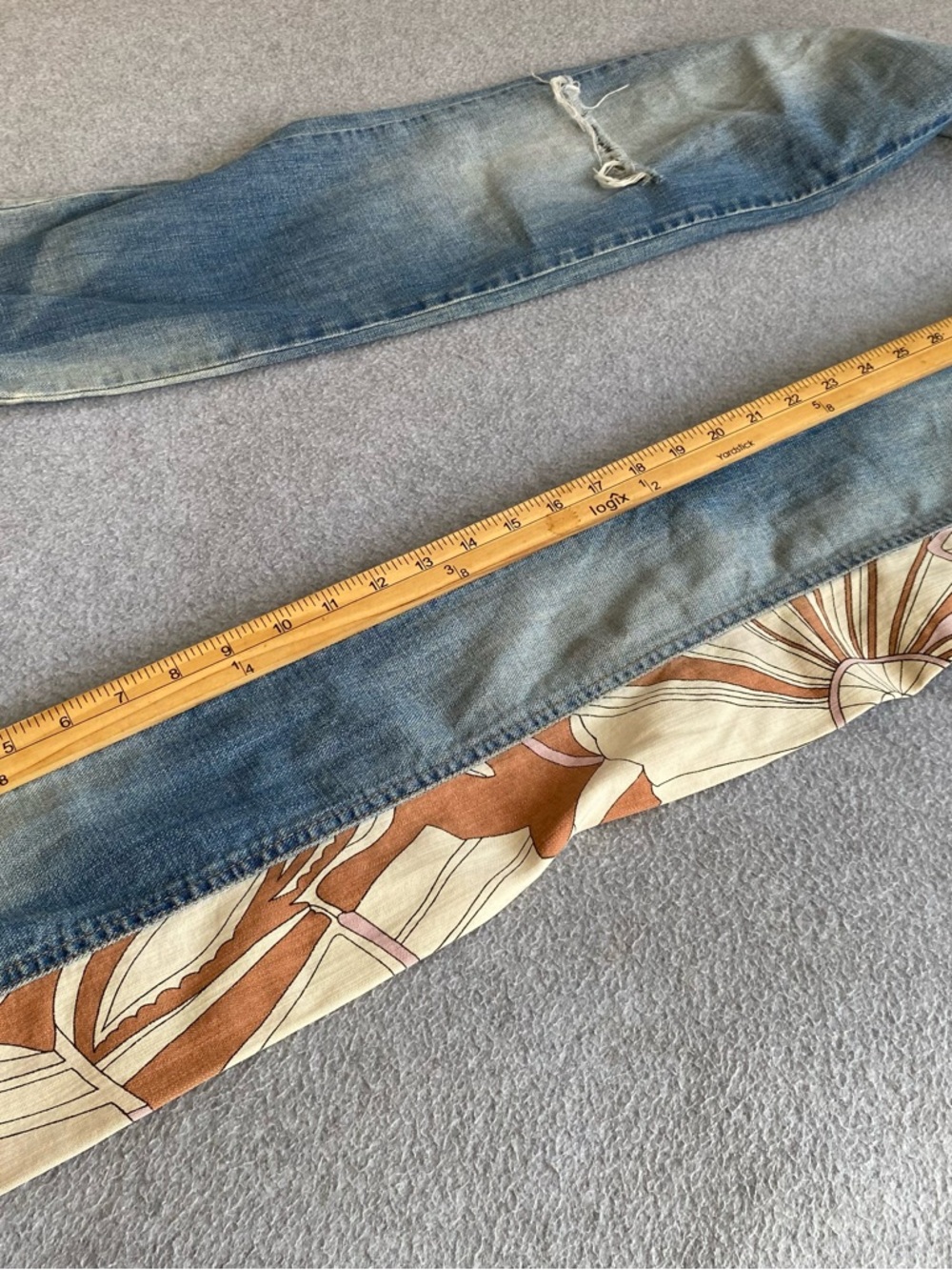 Vintage Y2K Dolce & Gabbana D&G Women Denim Jeans/ Fabric Boho Floral Pants 27-4 - Picture 7 of 16